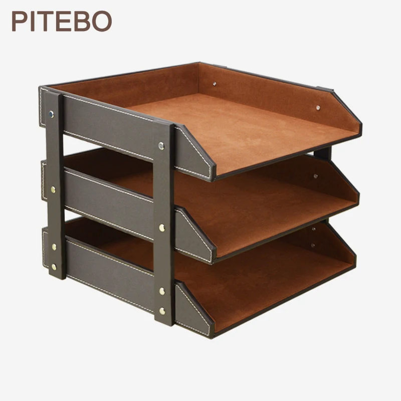 PITEBO 3-layer brown leather office document tray case file holder rack desk file organizer
PITEBO 3-layer brown leather office document tray case file holder rack desk file organizer