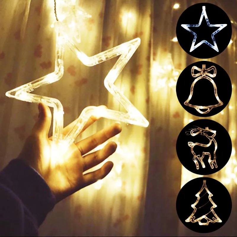 Christmas String Lights Tree Bell Deer LED Fairy Window Decoration Light Sucker Curtain Hanging Angel Lamp 8 Leds for Home Xmas
Christmas String Lights Tree Bell Deer LED Fairy Window Decoration Light Sucker Curtain Hanging Angel Lamp 8 Leds for Home Xmas