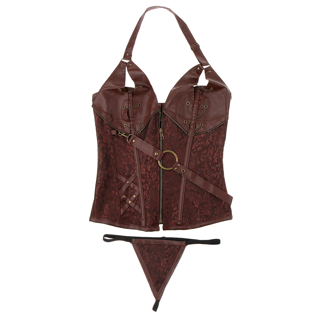 Gothic Overbust Steampunk Corset Steel Boned Bustier Straps Corset Top for Women
Gothic Overbust Steampunk Corset Steel Boned Bustier Straps Corset Top for Women