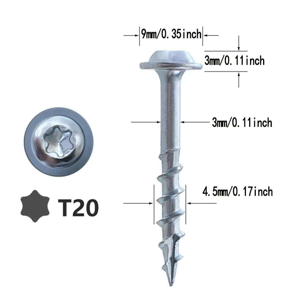 100PCS Pocket Hole Screw Wood Screw Self Tapping T20 Torx Screw Coarse Thread 1-1/4inch Screw For Pocket Hole Jig System
100PCS Pocket Hole Screw Wood Screw Self Tapping T20 Torx Screw Coarse Thread 1-1/4inch Screw For Pocket Hole Jig System