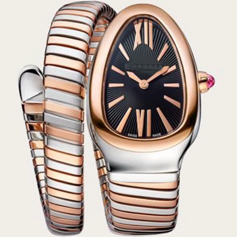 Luxury Brand New Women Snake Rose Gold Bracelet Black Rome Dial Japanese Quartz Stainless Steel Sapphire Dress Sport Watches
Luxury Brand New Women Snake Rose Gold Bracelet Black Rome Dial Japanese Quartz Stainless Steel Sapphire Dress Sport Watches