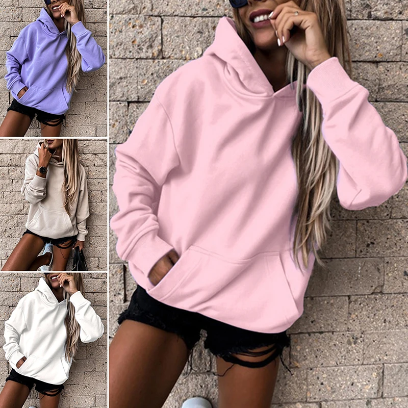 Autumn Women Hoodies Loose Long Sleeve Solid Color Hoodies Pocket Drawstring Ladies Hoodies Casual Women Pullover
Autumn Women Hoodies Loose Long Sleeve Solid Color Hoodies Pocket Drawstring Ladies Hoodies Casual Women Pullover