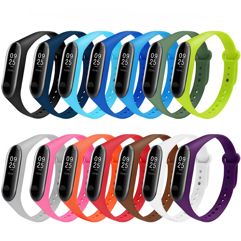 Цветной ремешок для mi band 3 4 аксессуары сменный силиконовый на запястье xiaomi