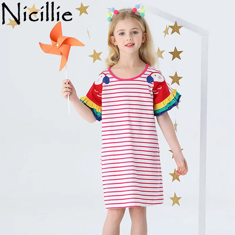 Детское платье Nicillie с коротким рукавом, платье для девочек с единорогом, одежда для маленьких девочек в стиле пэчворк, платье в полоску с жив... 
Детское платье Nicillie с коротким рукавом, платье для девочек с единорогом, одежда для маленьких девочек в стиле пэчворк, платье в полоску с жив...