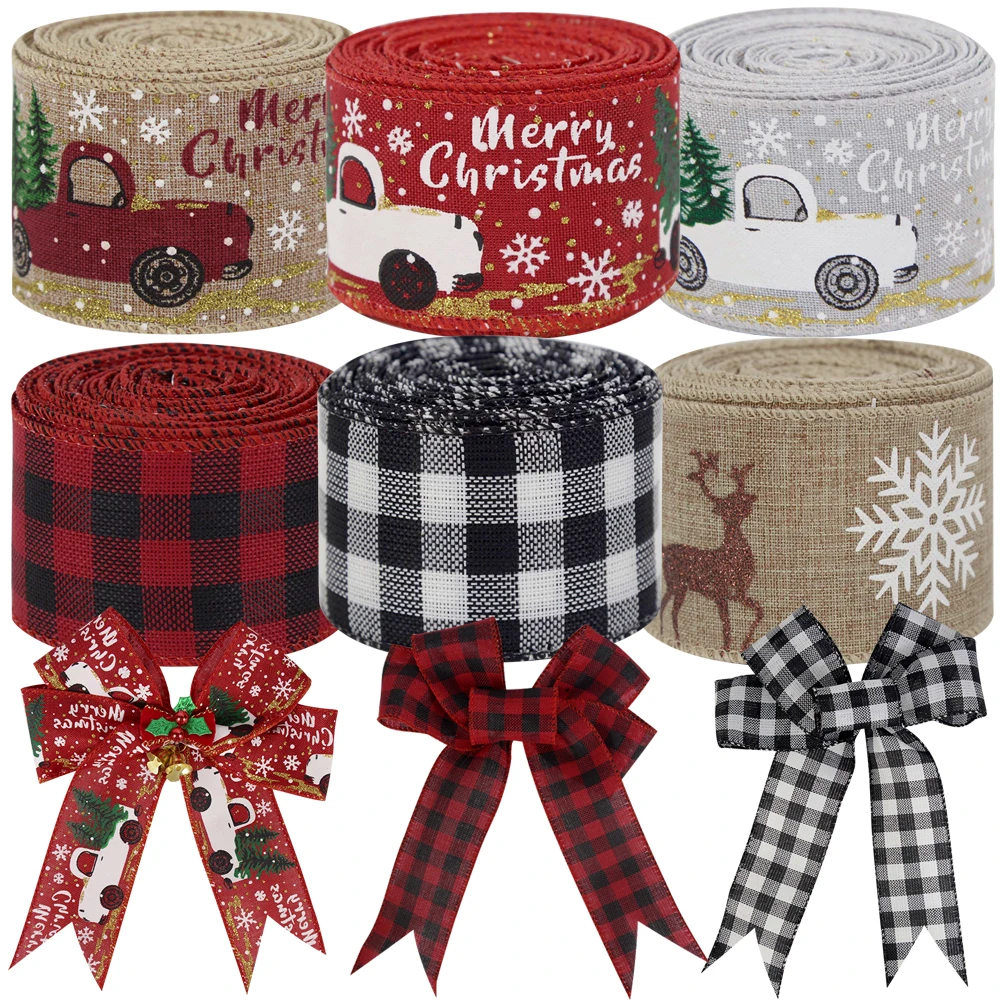 Christmas Burlap Ribbon Roll Xmas Tree Twine Streamer Ribbon Car Truck Red Plaid Tape for Christmas Gift Wrapping DIY Bow Craft
Christmas Burlap Ribbon Roll Xmas Tree Twine Streamer Ribbon Car Truck Red Plaid Tape for Christmas Gift Wrapping DIY Bow Craft