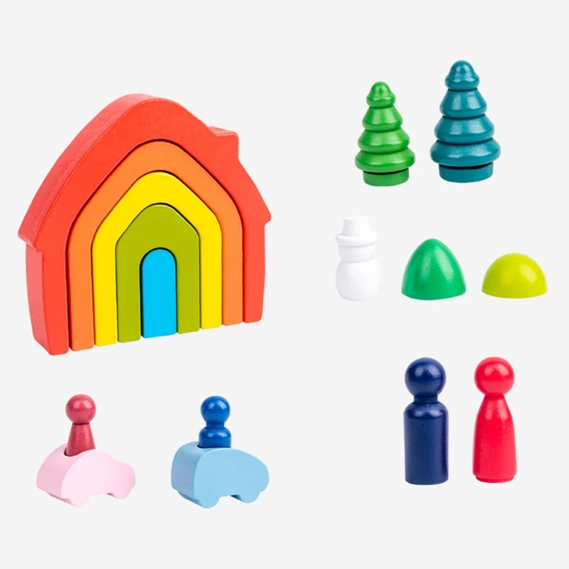 Baby Children Wooden Rainbow House Stacking Game Building Block Kids Toys Gifts Q6PD
Baby Children Wooden Rainbow House Stacking Game Building Block Kids Toys Gifts Q6PD