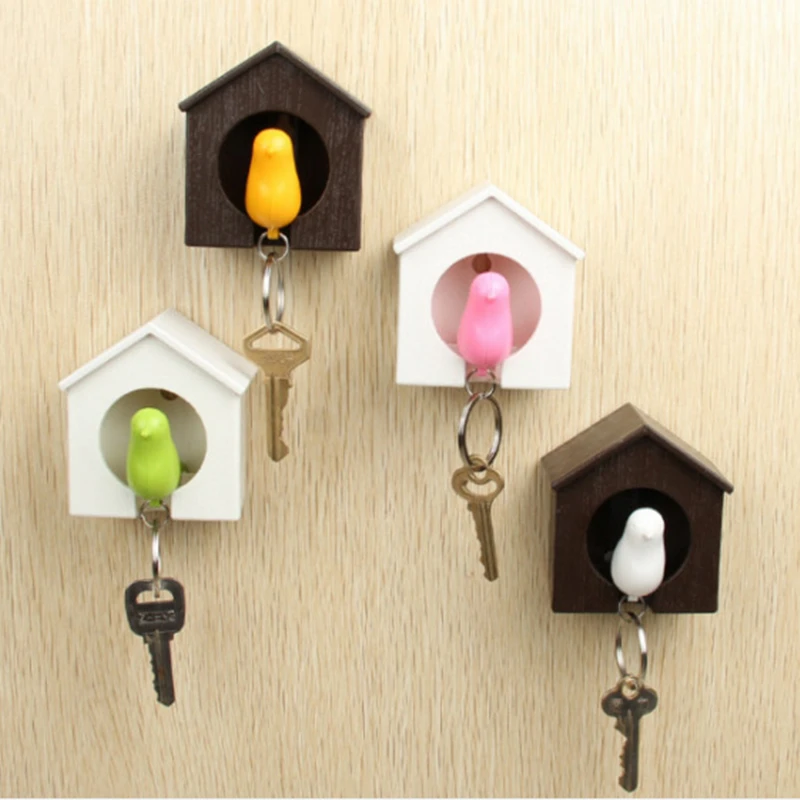 

Creative Double Bird Nest Keychain Lovely Sparrow House Ring Wall Hook Key Anti Lost Pendant Keyring Women Man Gifts Accessories
