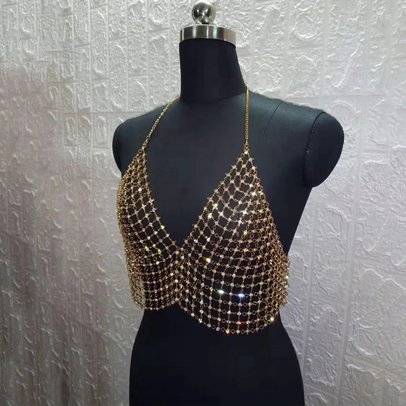 Gold Silver Sparkle Crystal Rhinestones Tank Top Halter Grid Hollow Low Cut Backless Sleeveless Crop Top Sexy Women Club Tops
Gold Silver Sparkle Crystal Rhinestones Tank Top Halter Grid Hollow Low Cut Backless Sleeveless Crop Top Sexy Women Club Tops
