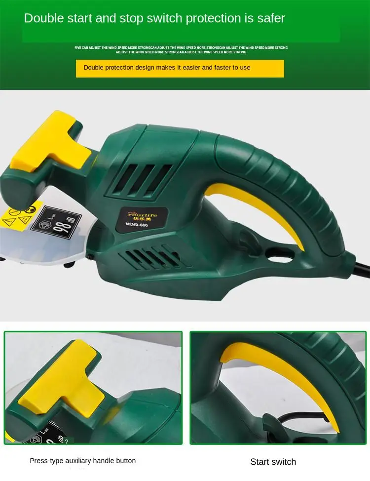 MCHD-600 Electric Hedge Trimmer High-quality Portable Hedge Trimmer Power Tools Garden Pruning Machine 220V 600W 1750r/min 56cm
MCHD-600 Electric Hedge Trimmer High-quality Portable Hedge Trimmer Power Tools Garden Pruning Machine 220V 600W 1750r/min 56cm