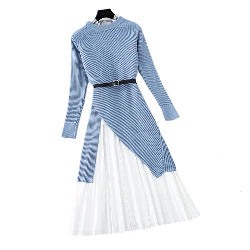 Elegant Two Pieces Suit Women Sweater Knitted Dress Spring New Long Sleeved Sweater + Lotus Leaf Collar Vest Dress Suit
Elegant Two Pieces Suit Women Sweater Knitted Dress Spring New Long Sleeved Sweater + Lotus Leaf Collar Vest Dress Suit