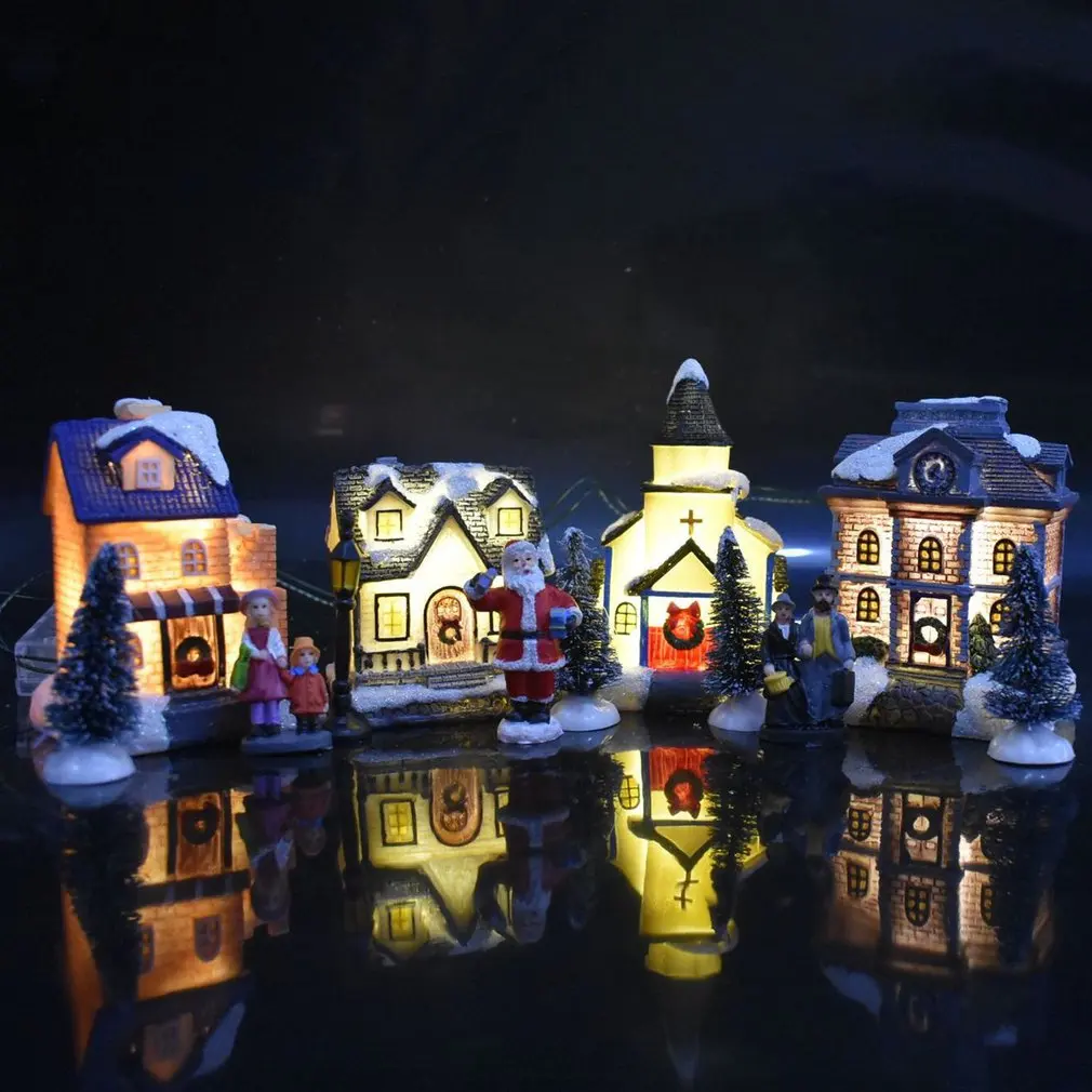 10pcs Christmas Santa Claus Snow House Miniature Figurine Set Luminous LED Light Up Xmas Tree Shop Village Statue Decorations
10pcs Christmas Santa Claus Snow House Miniature Figurine Set Luminous LED Light Up Xmas Tree Shop Village Statue Decorations