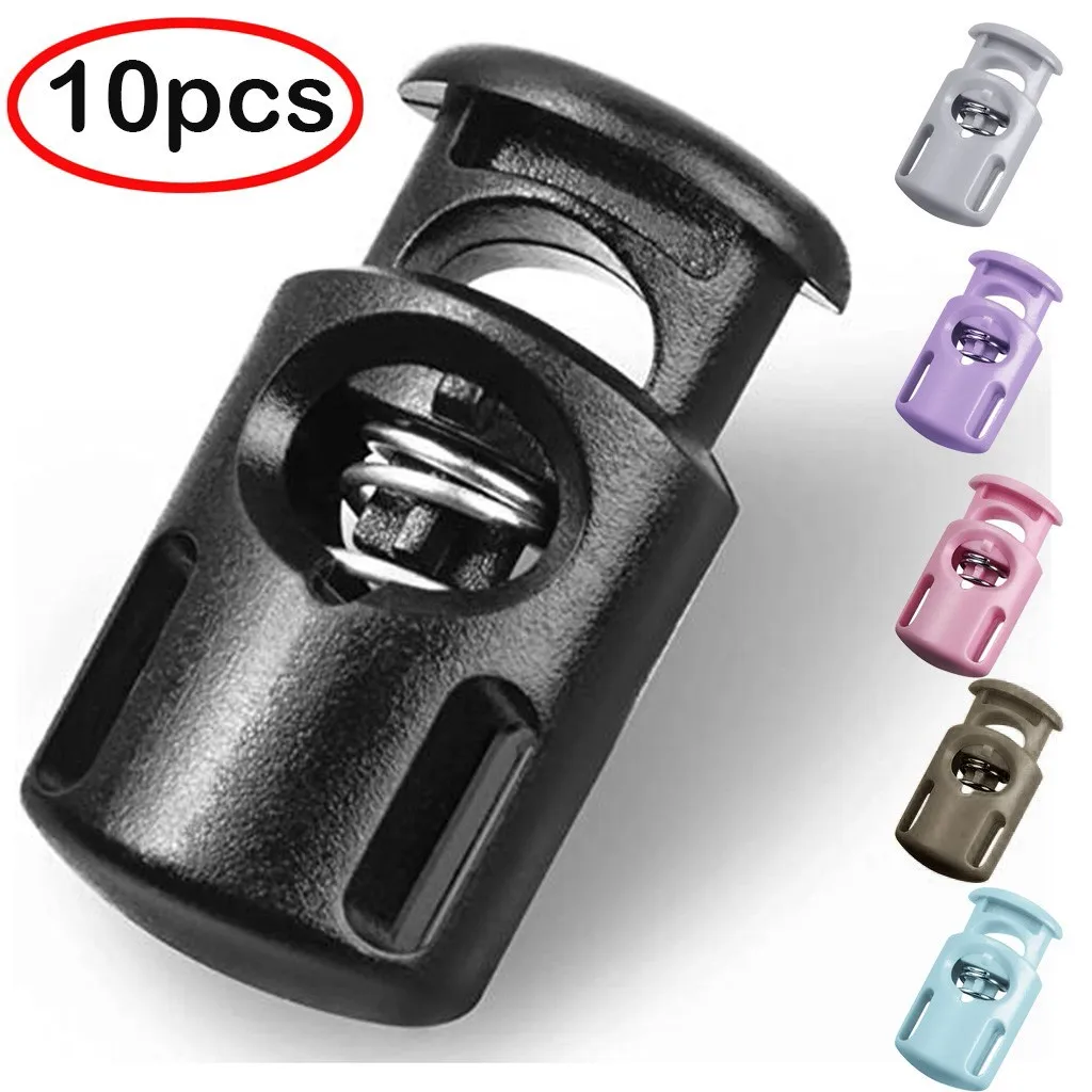 

10PCS Toggle Spring Loaded Drawstring Rope Cord Locks Clip Ends Single Hole Luggage Lanyard Stopper Sliding Fastener Buttons