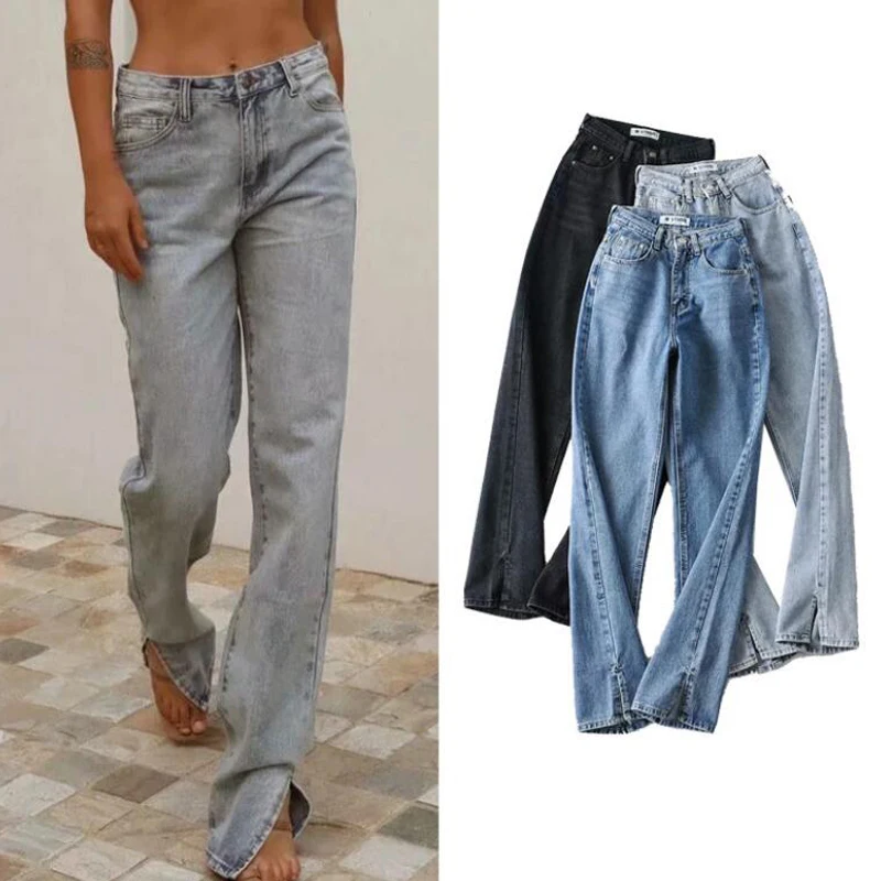 High Waist Jeans Women Split Bottom Denim Pants Streetwear Fashion Trousers Full Length Jean Pant Streetwear Retro Vintage Jeans
High Waist Jeans Women Split Bottom Denim Pants Streetwear Fashion Trousers Full Length Jean Pant Streetwear Retro Vintage Jeans