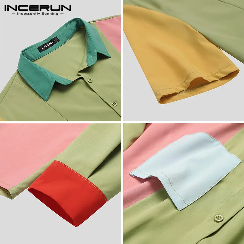 Fashion Patchwork Shirts INCERUN Mens Turn Down Collar Pocket Chemise Irregular Color Stitching Blusas Man Button Up Camisa 3XL
Fashion Patchwork Shirts INCERUN Mens Turn Down Collar Pocket Chemise Irregular Color Stitching Blusas Man Button Up Camisa 3XL