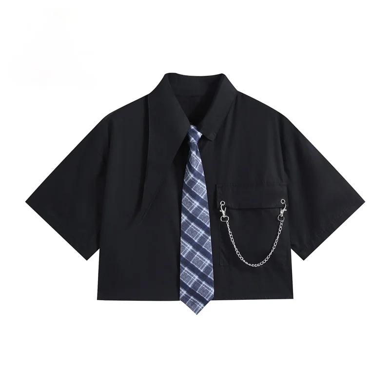 2021 Summer New Streetwear Chains Black Blouse Women With Plaid Print Tie Fashion Preppy Style Gothic Short Sleeve Shirt
2021 Summer New Streetwear Chains Black Blouse Women With Plaid Print Tie Fashion Preppy Style Gothic Short Sleeve Shirt