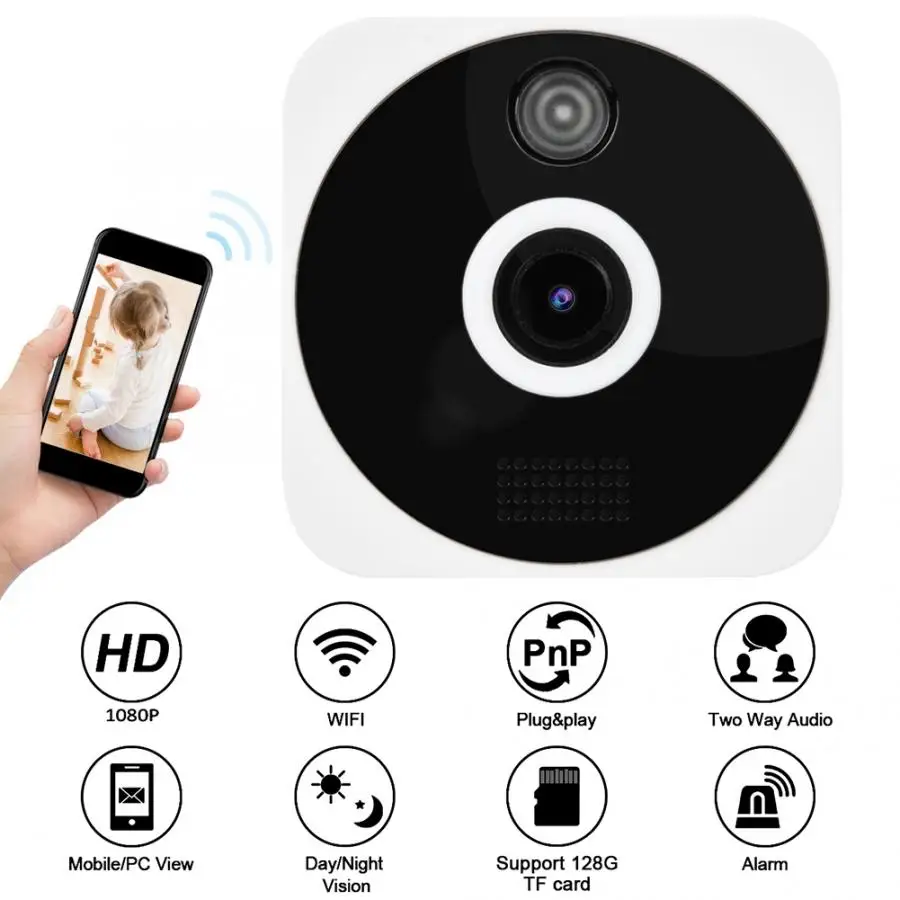 2MP 1080P wifi ip камера для домашней безопасности Детский монитор ИК Ночное Видение