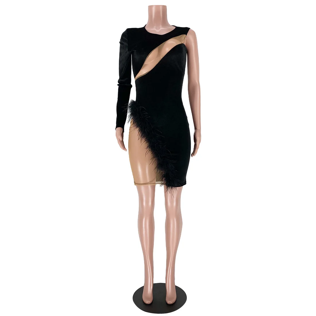 hirigin Sexy Sheer Mesh Patchwork Velvet Mini Dress Women One Long Shoulder Feather Night Club Short Bodycon Vestidos Robes
hirigin Sexy Sheer Mesh Patchwork Velvet Mini Dress Women One Long Shoulder Feather Night Club Short Bodycon Vestidos Robes