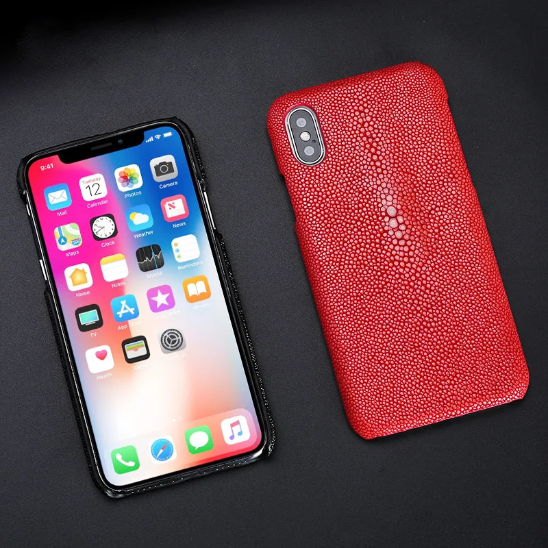 Роскошный чехол из натуральной кожи ската для iphone X XR XS Max Оригинальный телефона
