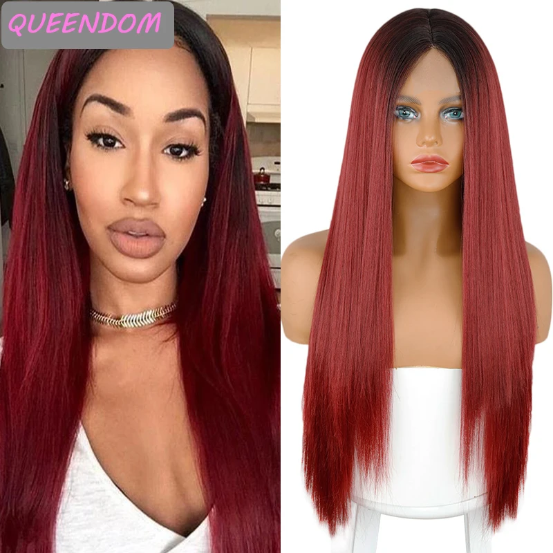 Red Long Straight Lace Front Wig Omber Burgundy Synthetic Lolita Lace Wigs Heat Resistant Fiber Lolita Middle Part Wig for Women
Red Long Straight Lace Front Wig Omber Burgundy Synthetic Lolita Lace Wigs Heat Resistant Fiber Lolita Middle Part Wig for Women