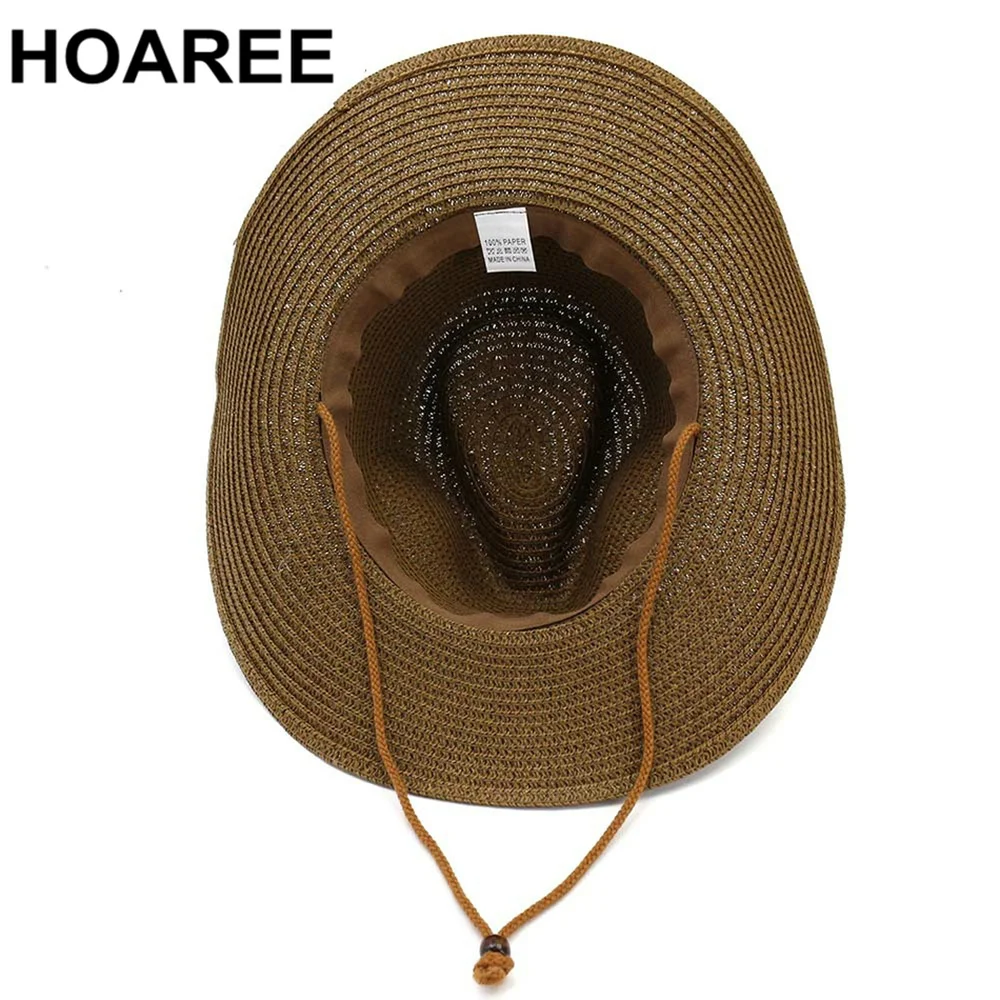 HOAREE солнце головные уборы для мужчин и женщин соломенная ковбойская шляпа с