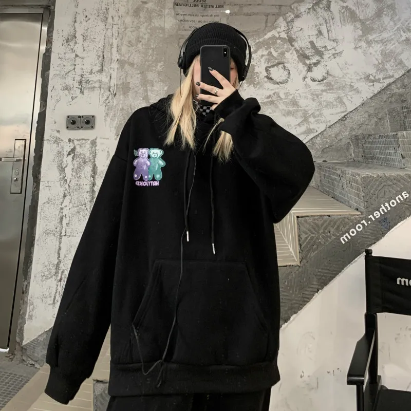 Harajuku Style Cute Bear Cartoon Couple's Hoodies Loose Plus Velvet Hooded Sweatshirt for Men and Women Hip Hop Pullover Hoodies
Harajuku Style Cute Bear Cartoon Couple's Hoodies Loose Plus Velvet Hooded Sweatshirt for Men and Women Hip Hop Pullover Hoodies