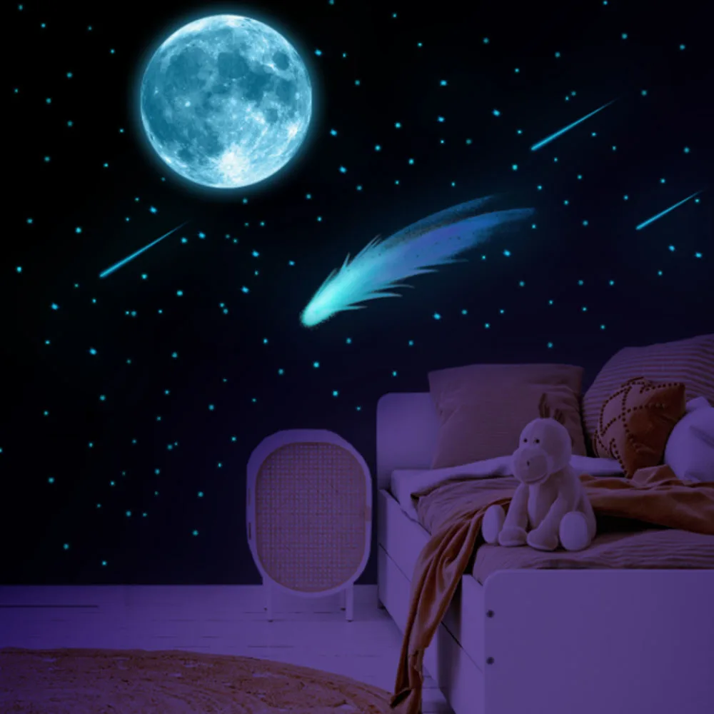1 Set Of Blue Glowing Moon Shooting Star Wall Stickers Bedroom Living Room Backdrop Children's Toy Room Decorations
1 Set Of Blue Glowing Moon Shooting Star Wall Stickers Bedroom Living Room Backdrop Children's Toy Room Decorations