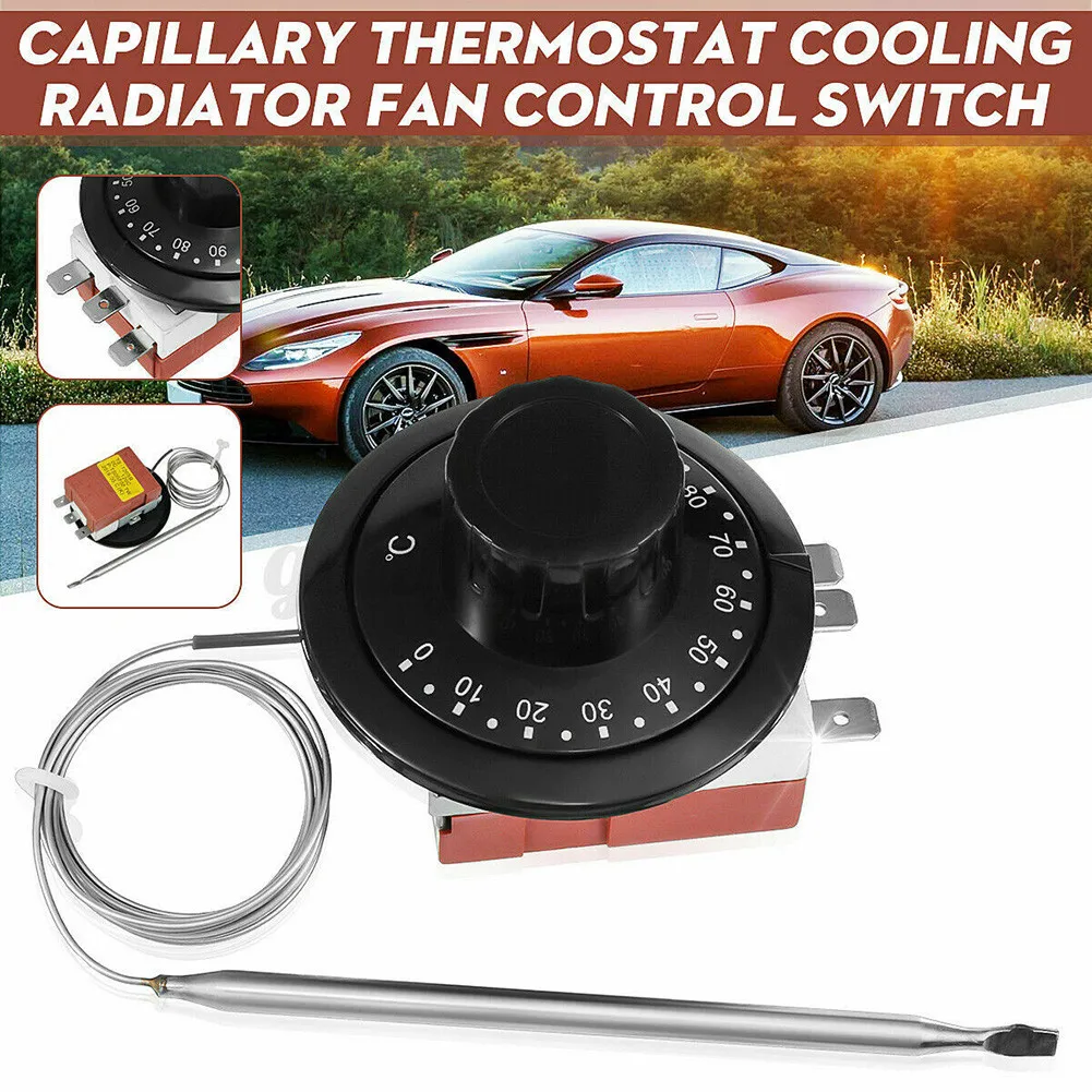 12V Adjustable Electric Fan Thermostat Switch Radiator Temperature Control Probe Knob Temperature Control Switch 0~120 Degrees
12V Adjustable Electric Fan Thermostat Switch Radiator Temperature Control Probe Knob Temperature Control Switch 0~120 Degrees