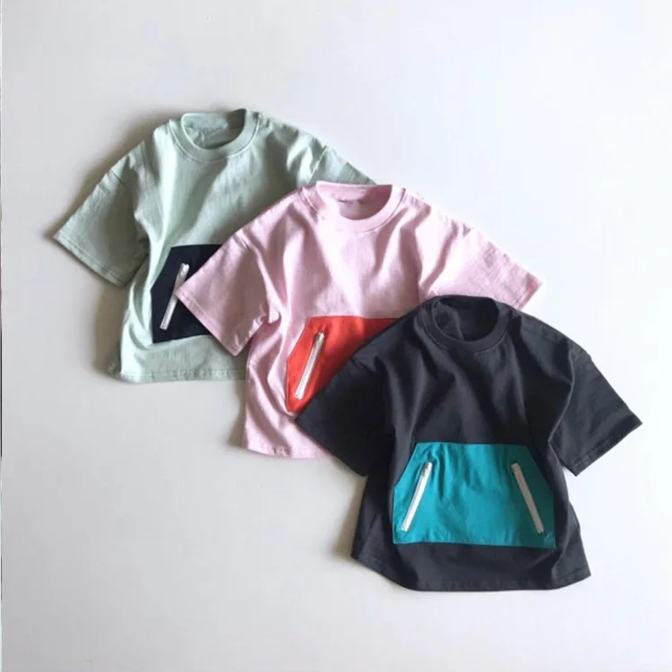 2021 Children Summer New O-Neck Color Contrast Zipper Pocket Girls and Boys Cotton Short Sleeve T-Shirt Leisure Trend Matching
2021 Children Summer New O-Neck Color Contrast Zipper Pocket Girls and Boys Cotton Short Sleeve T-Shirt Leisure Trend Matching