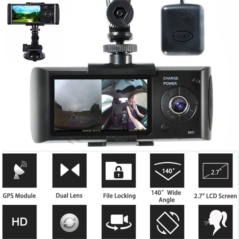R300 Car Camera Car Dvr GPS Dual Camera Lens Camcorde 1080p Dash Cam With Rear 2 Vehicle View Dashboard Night Vision
R300 Car Camera Car Dvr GPS Dual Camera Lens Camcorde 1080p Dash Cam With Rear 2 Vehicle View Dashboard Night Vision