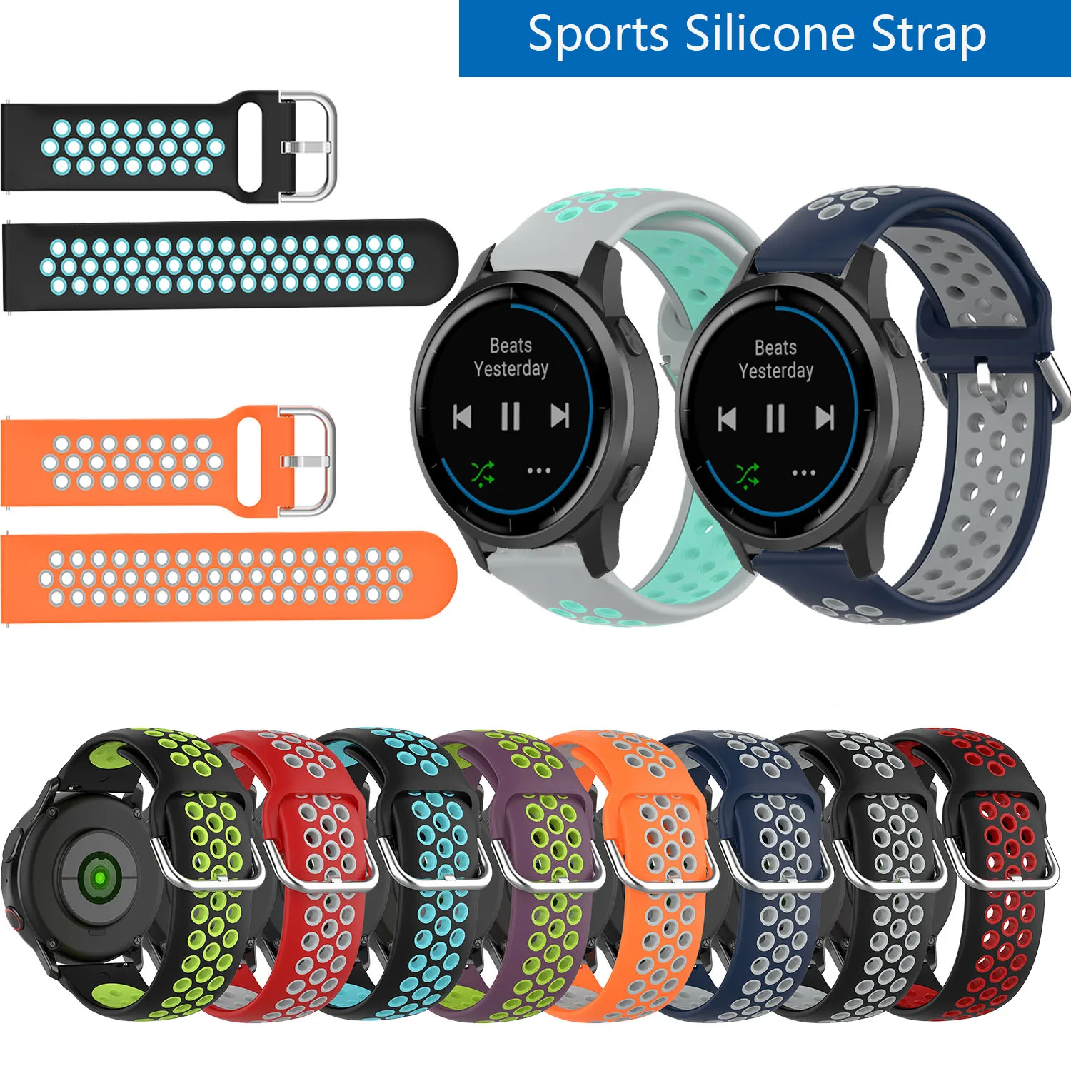 20mm 22mm Sport Silicone Breathable Strap For Garmin Active vivoactive 4 Replacement Watchbands
20mm 22mm Sport Silicone Breathable Strap For Garmin Active vivoactive 4 Replacement Watchbands