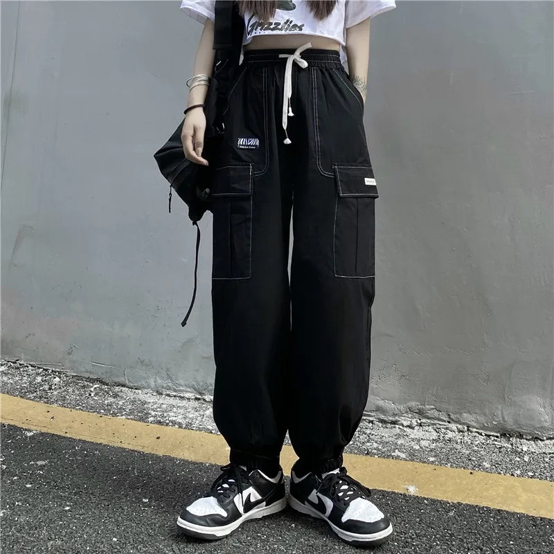 Harajuku Casual Tie Feet Pants High Waist Elasticity Bright Line Design Trouser Pocket Overalls Black Loose Wide Leg Pants
Harajuku Casual Tie Feet Pants High Waist Elasticity Bright Line Design Trouser Pocket Overalls Black Loose Wide Leg Pants