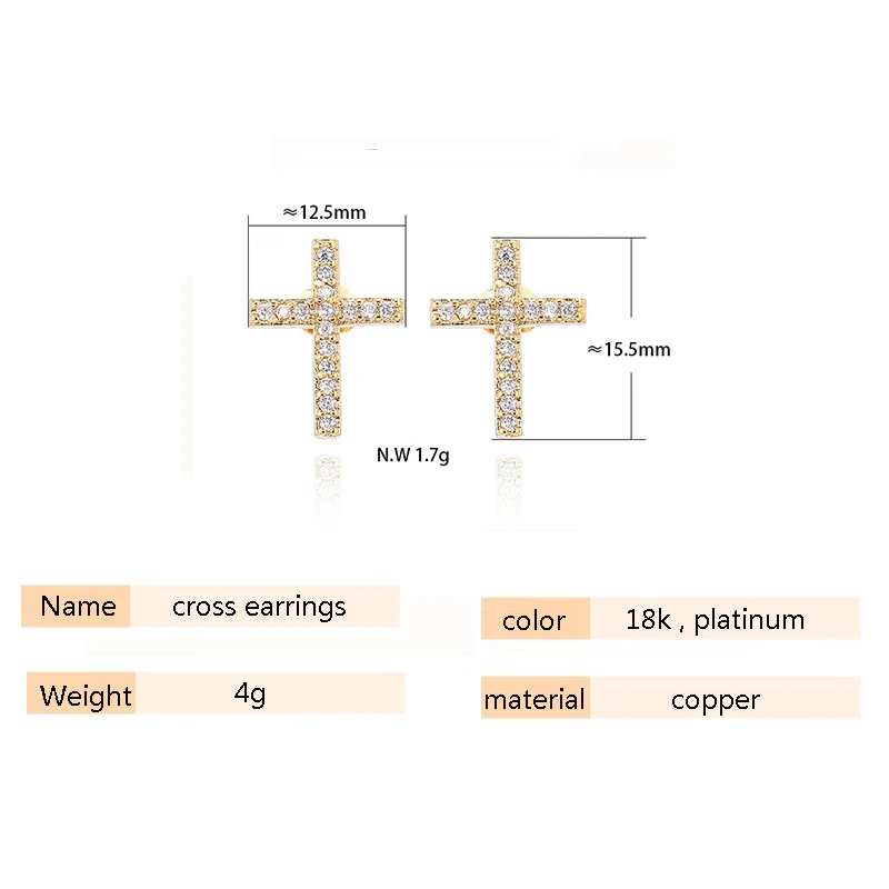 New Trendy Cute Cross Gold Stud Earrings Pave Full High Quality Cz Crystal Earrings For Women Korean Jewelry 2021
New Trendy Cute Cross Gold Stud Earrings Pave Full High Quality Cz Crystal Earrings For Women Korean Jewelry 2021