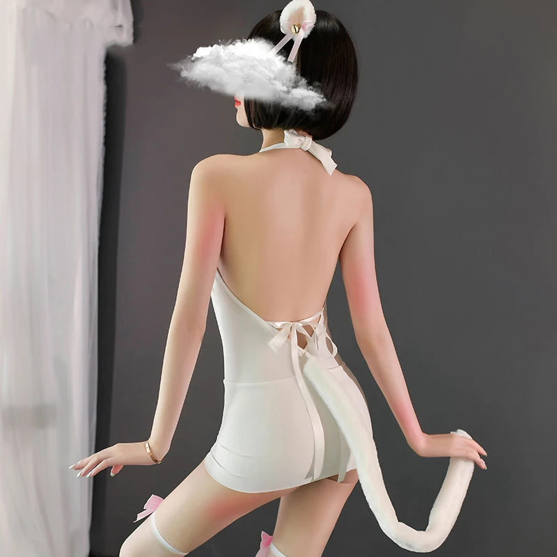 Кавайное женское нижнее белье с вырезами в виде кошки и облегающее платье +