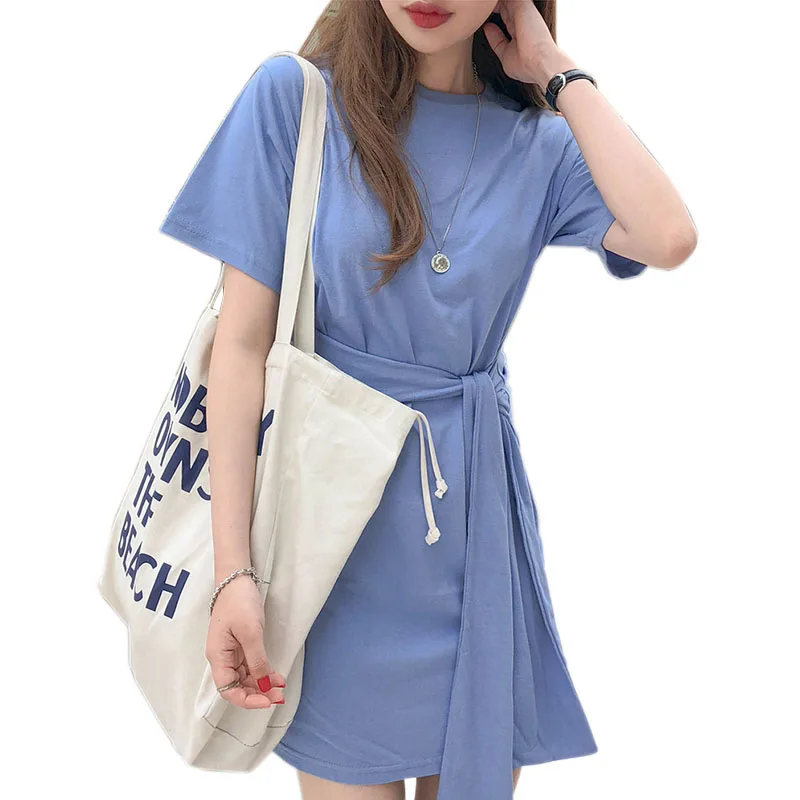 Blue Lace-up Waist-Controlled Dress Korean Style 2021 New Summer French Minority High Waist Petite Mid-Length T-shirt Skirt
Blue Lace-up Waist-Controlled Dress Korean Style 2021 New Summer French Minority High Waist Petite Mid-Length T-shirt Skirt