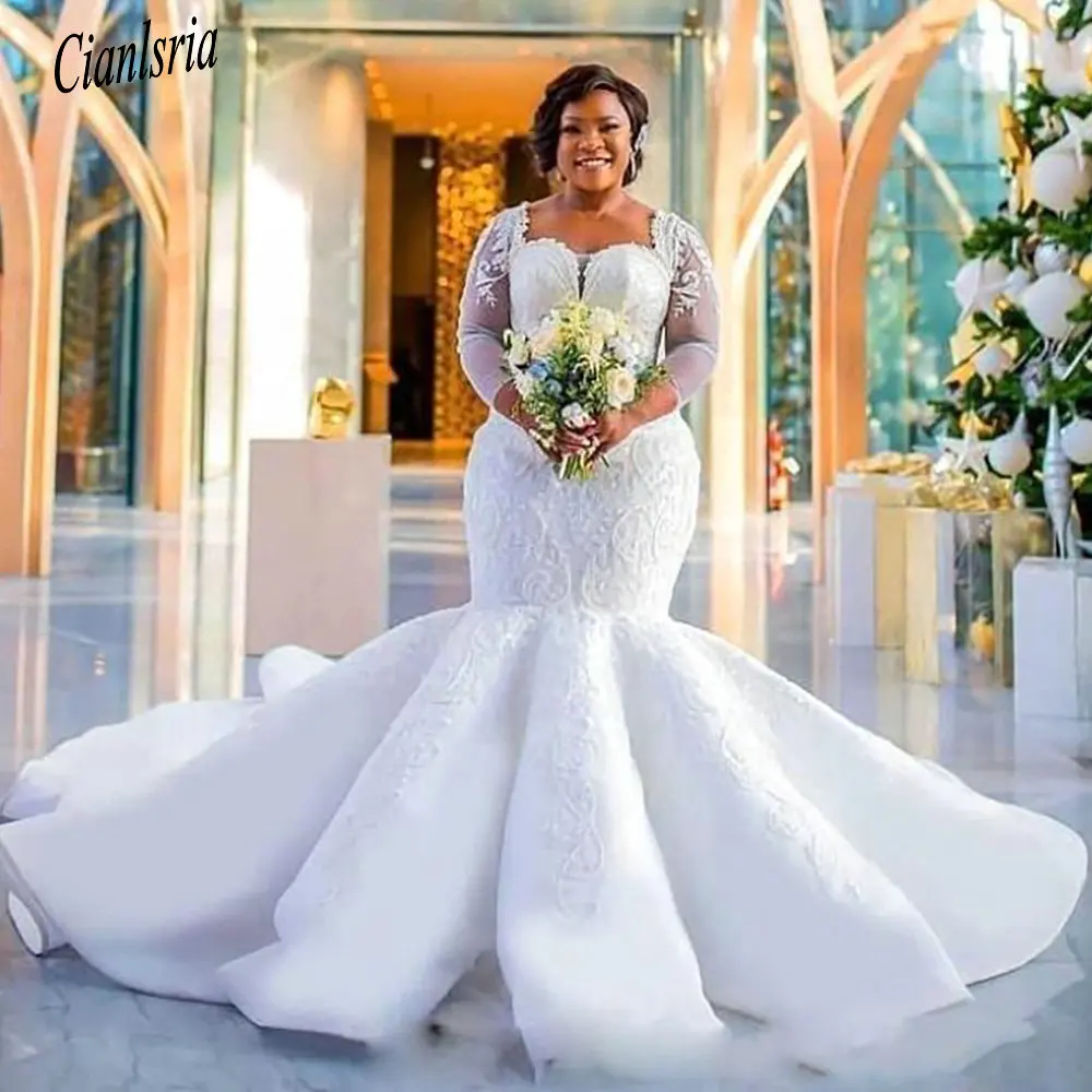 Luxury Sweetheart Three Quarter Sleeve African Mermaid Wedding Dress Appliques Lace Illusion Back Bridal Gown Vestido De Novia
Luxury Sweetheart Three Quarter Sleeve African Mermaid Wedding Dress Appliques Lace Illusion Back Bridal Gown Vestido De Novia