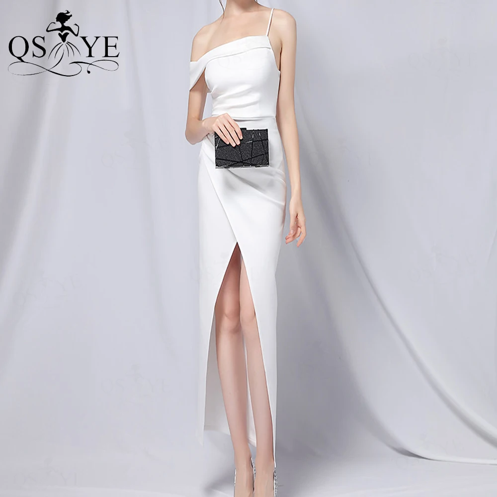 White Prom Dresses Front Split Simple Evening Gown Straps Formal Dress Off Shoulder Ruched Party Gown Tea Length Women Dress
White Prom Dresses Front Split Simple Evening Gown Straps Formal Dress Off Shoulder Ruched Party Gown Tea Length Women Dress
