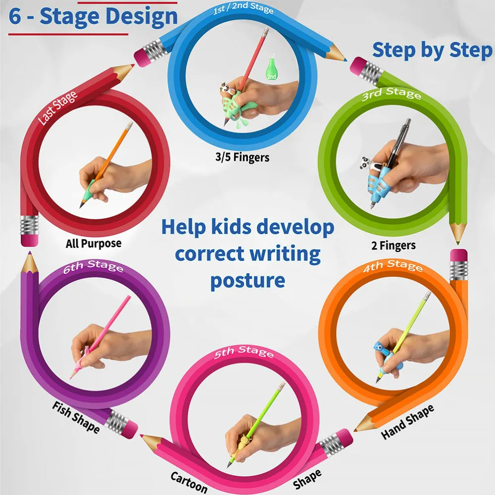 1 Box Universal Writing Grips Posture Correction Aids Writing Pen Grips for Kids 
1 Box Universal Writing Grips Posture Correction Aids Writing Pen Grips for Kids