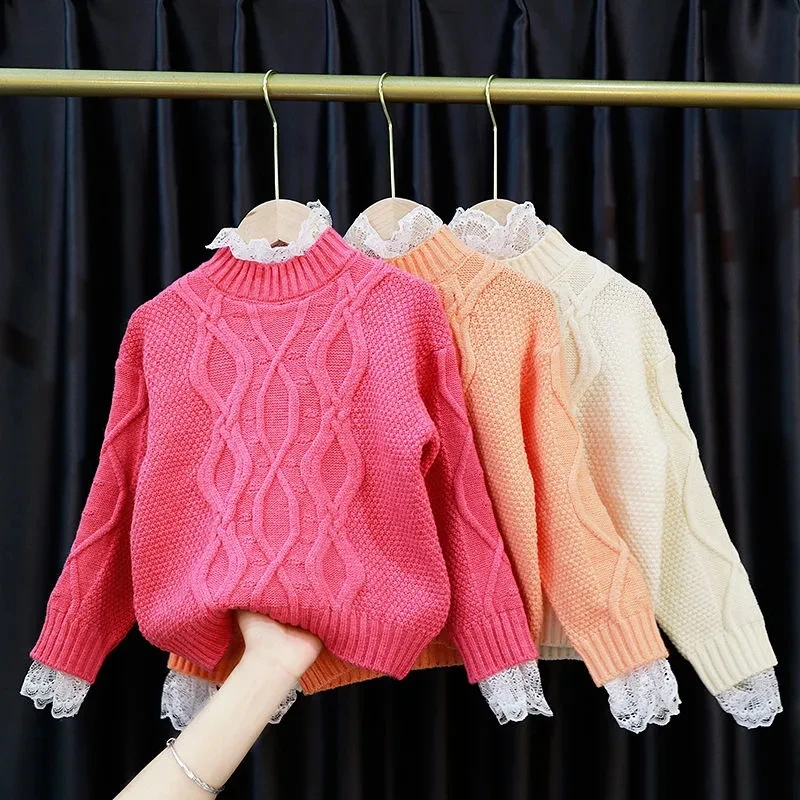 Girls Lace Sweater New Big Kids Fashion Korean Long Sleeve Western-style Base Shirt Knitted Children's Top Teenage Girl Sweater
Girls Lace Sweater New Big Kids Fashion Korean Long Sleeve Western-style Base Shirt Knitted Children's Top Teenage Girl Sweater