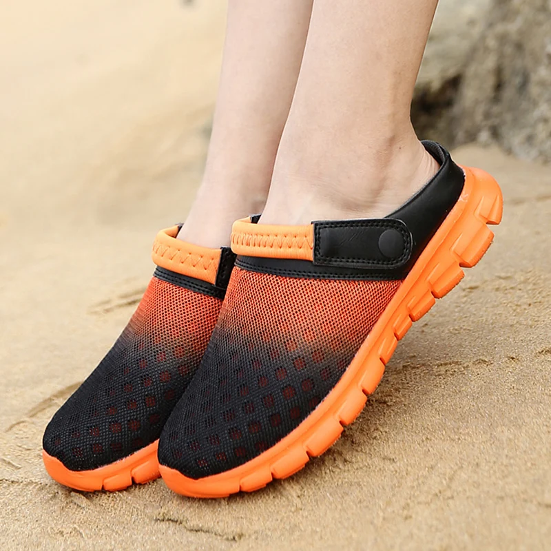 Мужские летние сандалии пляжные тапочки для пар цветные водонепроницаемые
