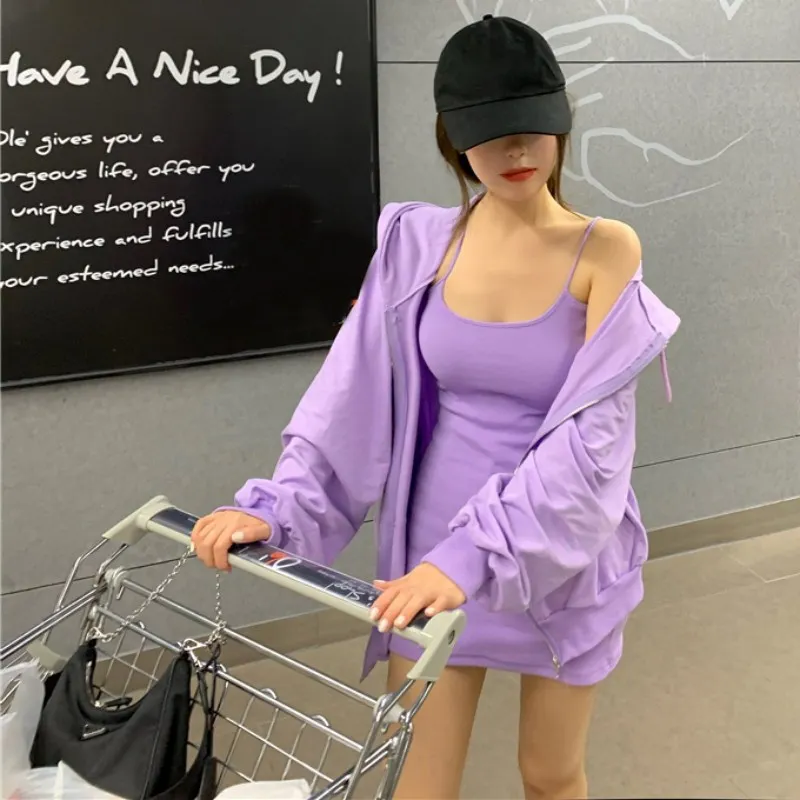 Casual Sports Style Slim Versatile Strap Dress And Solid Color Long-sleeved Loose And Thin Jacket Versatile
Casual Sports Style Slim Versatile Strap Dress And Solid Color Long-sleeved Loose And Thin Jacket Versatile