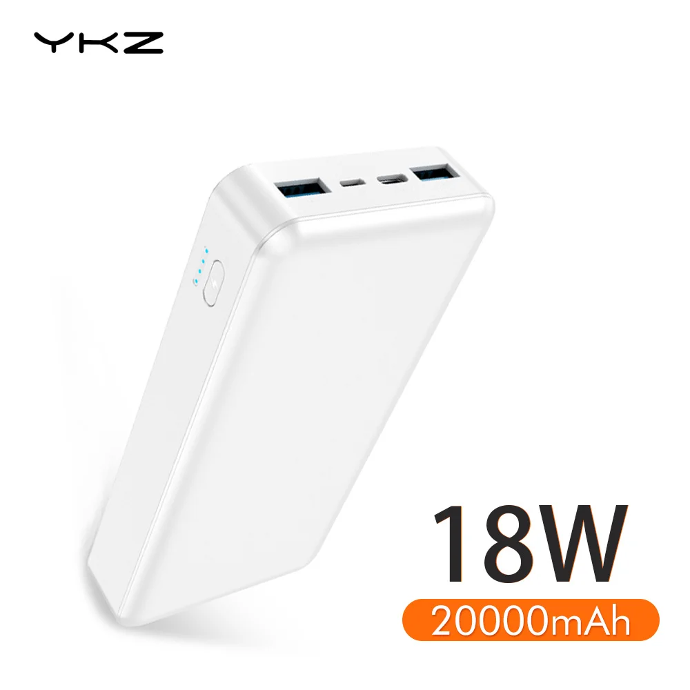 YKZ 20000mAh Power Bank Type C зарядное устройство с двумя портами USB портативное для iPhone Xiaomi Mi9