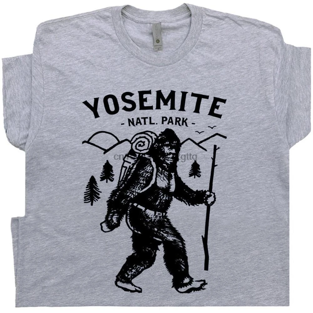 Футболка Yosemite Park крутая Винтажная Bigfoot с Национальным парком футболка для
