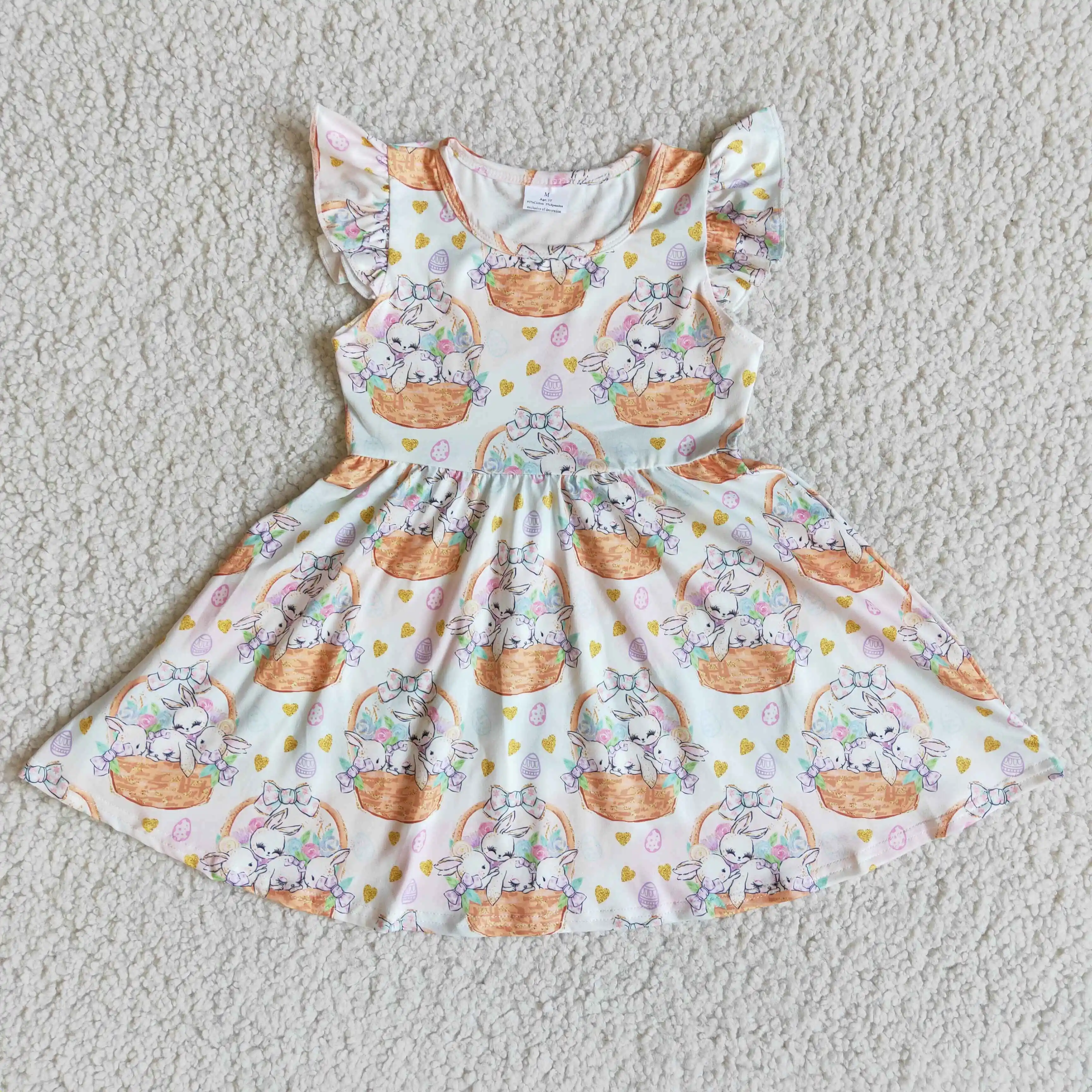 Rabbits Orange Easter Girl Short Sleeve Dresses 
Rabbits Orange Easter Girl Short Sleeve Dresses