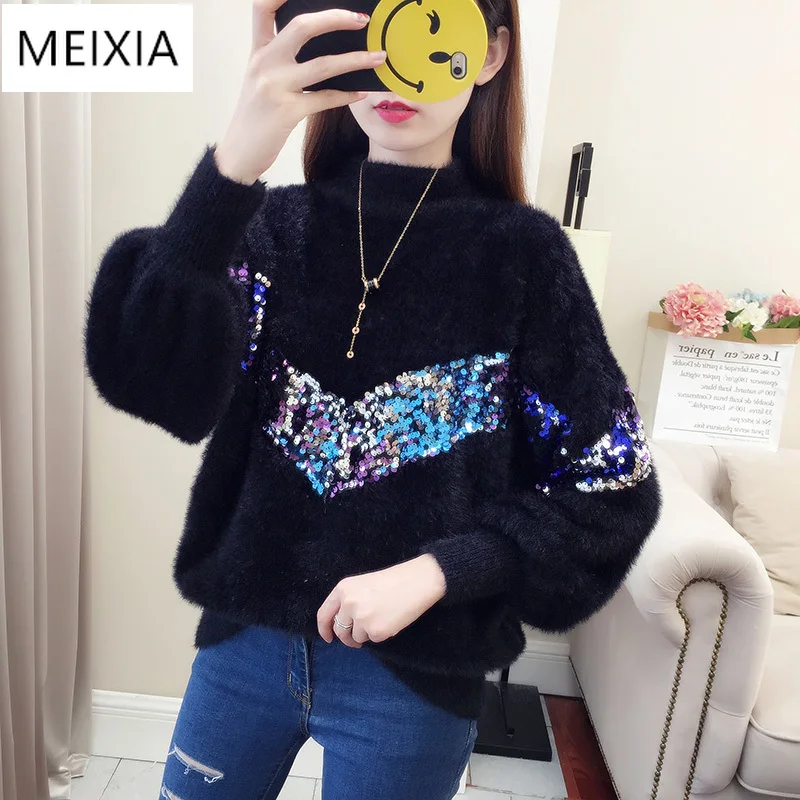 2020 Women Sequin Sweaters Bling Bling Mohair Knitted Pullover O-neck Autumn&Winter Casual Long Sleeved Knitwear Woman Jumper
2020 Women Sequin Sweaters Bling Bling Mohair Knitted Pullover O-neck Autumn&Winter Casual Long Sleeved Knitwear Woman Jumper