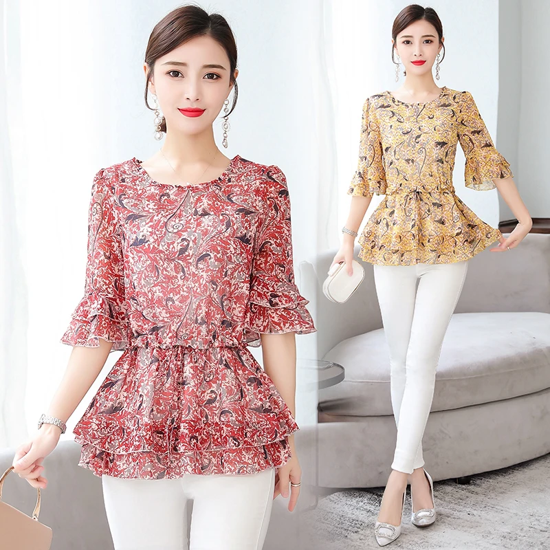 Korean Half-Sleeve O Neck Chiffon Shirt 2020 New Blusas Femininas Elegante Mid-Length Plus Size Printed Top Women Blouse 93C
Korean Half-Sleeve O Neck Chiffon Shirt 2020 New Blusas Femininas Elegante Mid-Length Plus Size Printed Top Women Blouse 93C