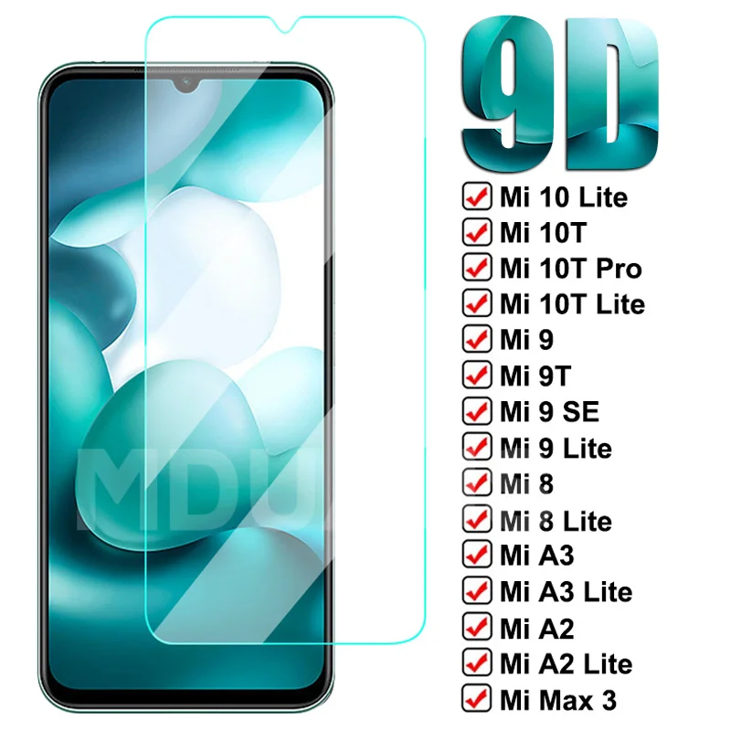 

9D защитное закаленное стекло для Xiaomi Mi 9 8 SE A3 A2 Lite 6 6X Max 3 Защита для экрана Mi 10T 9 10 Lite 9T Pro Полное покрытие пленка