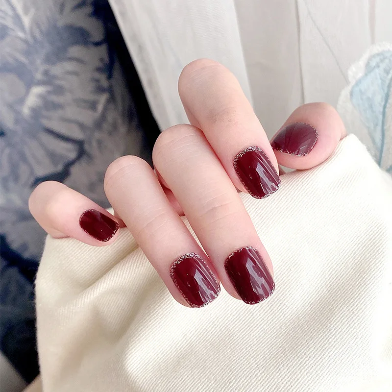 24pcs Wine Red Nail Patch Glue Type Removable Short Paragraph Fashion Manicure Save Time False Nail Patch TN
24pcs Wine Red Nail Patch Glue Type Removable Short Paragraph Fashion Manicure Save Time False Nail Patch TN