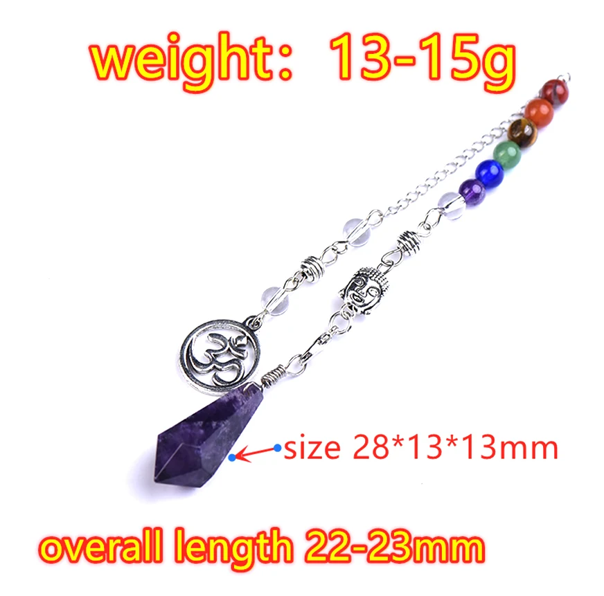 Quartz Hypnotic Gemstone Rock Crystal Hexagonal Pointed Reiki Chakra Dowsing Pendant 7 Chakra Pendulums
Quartz Hypnotic Gemstone Rock Crystal Hexagonal Pointed Reiki Chakra Dowsing Pendant 7 Chakra Pendulums