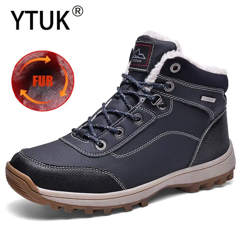 

YTUK Уличная обувь для треккинга, мужские зимние сохраняющие тепло ботинки для походов и скалолазания, мужские кроссовки, полностью меховые в...