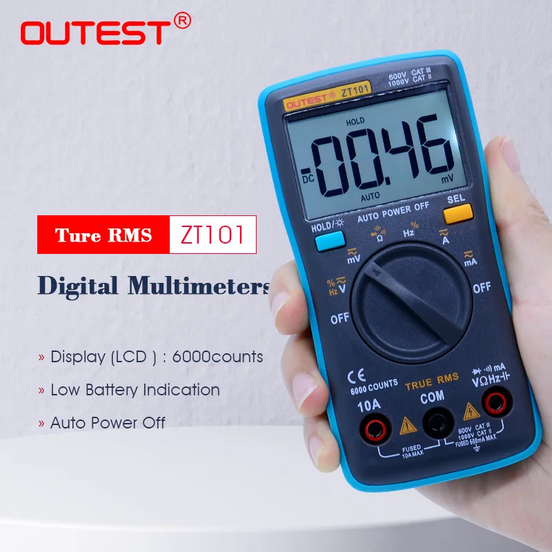 OUTEST Ture RMS Digital Multimeter ZT101 Multifunction AC/DC Voltage Current Resistance Capacitance Frequency Tester
OUTEST Ture RMS Digital Multimeter ZT101 Multifunction AC/DC Voltage Current Resistance Capacitance Frequency Tester